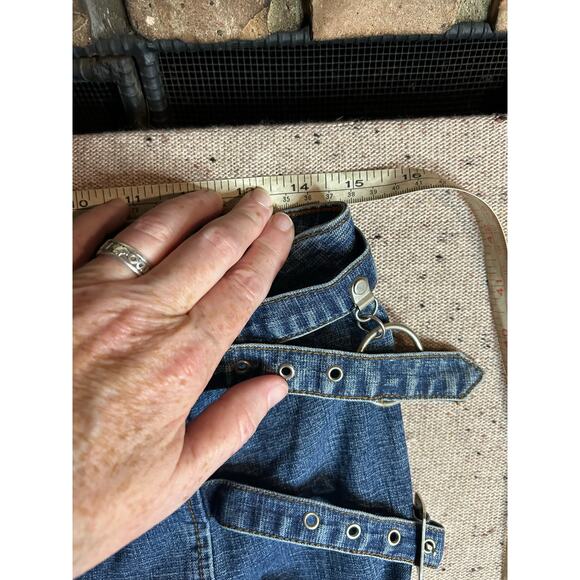 Vintage Y2K Younique Jeans Multifunktional Buckle Strap O-Ring Flare Denim Pants - Picture 4 of 8